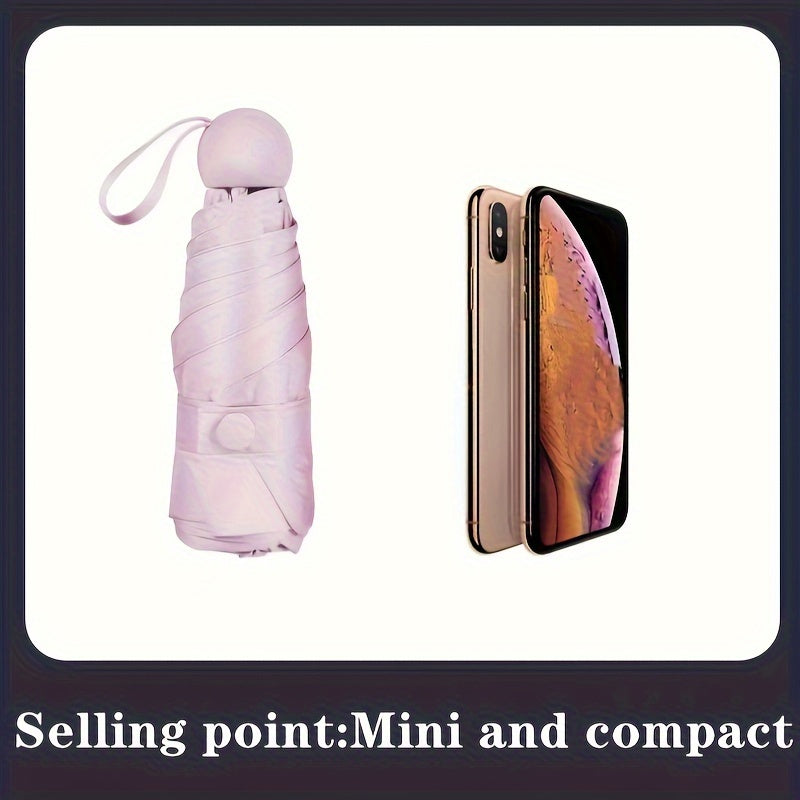 Thickened 5-Fold Mini Umbrella – Windproof, Ultra-Light, Compact Capsule Design, 6-Rib Manual Open with Rubber Handle, Stylish Portable Umbrella for Men, Women & Kids