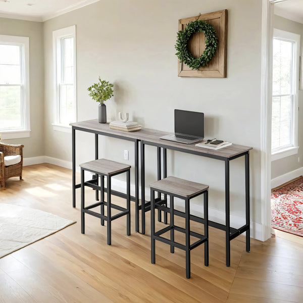 Bar Table and Chairs Set – 3-Piece Dining Table Set with 2 Stools, Space-Saving Bar Kitchen Table for Breakfast, Dining Room, or Apartment