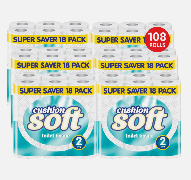 Toilet Tissue 108 Rolls Cushion Soft Quilted. Embossed 2-Ply Toilet Paper. Strong, Unscented, Responsibly Sourced. Bulk Pack