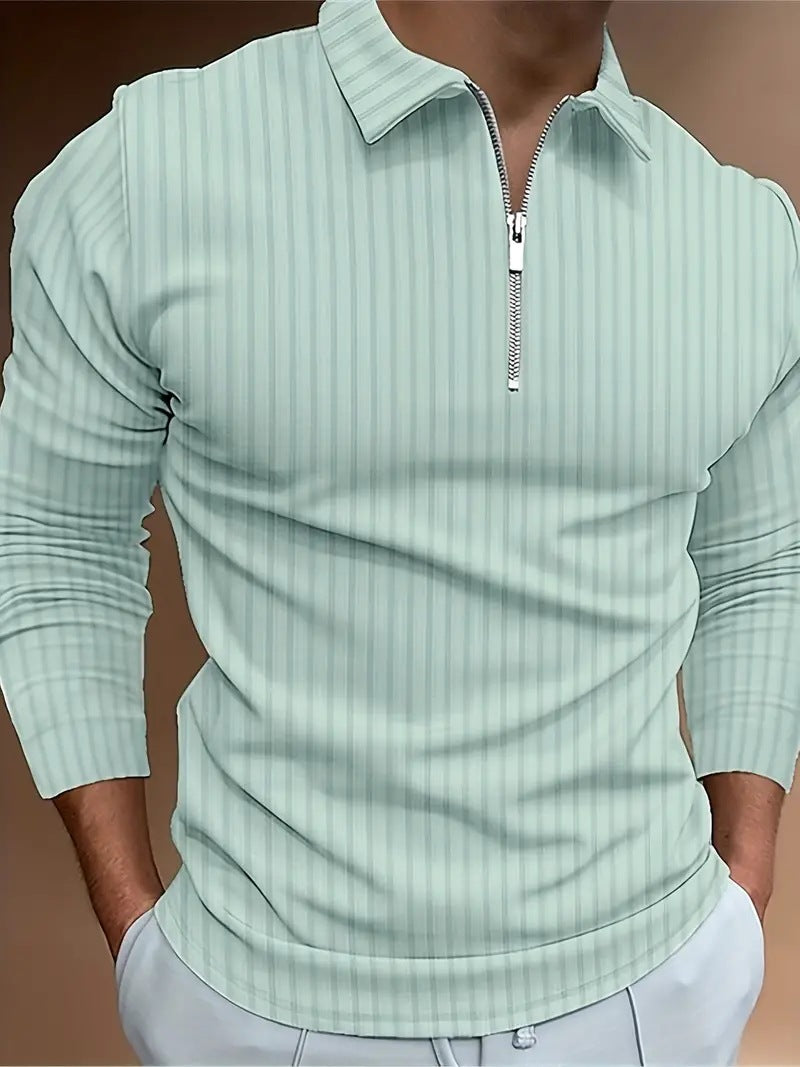 Spring New European And American Men's 3D Digital Printing Long Sleeve Polo Fashion Sports