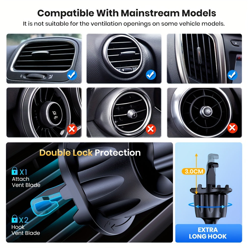 Phone Holder Mount, TOPK [Upgrade Auto Locking]  Phone Holder with Hook Clip for  Air Vent Compatible with iPhone  etc., Car Accessory, Travel Gadget, Compact Design, Secure Grip, Highquality Holder, Reliable Mount, Drivers,