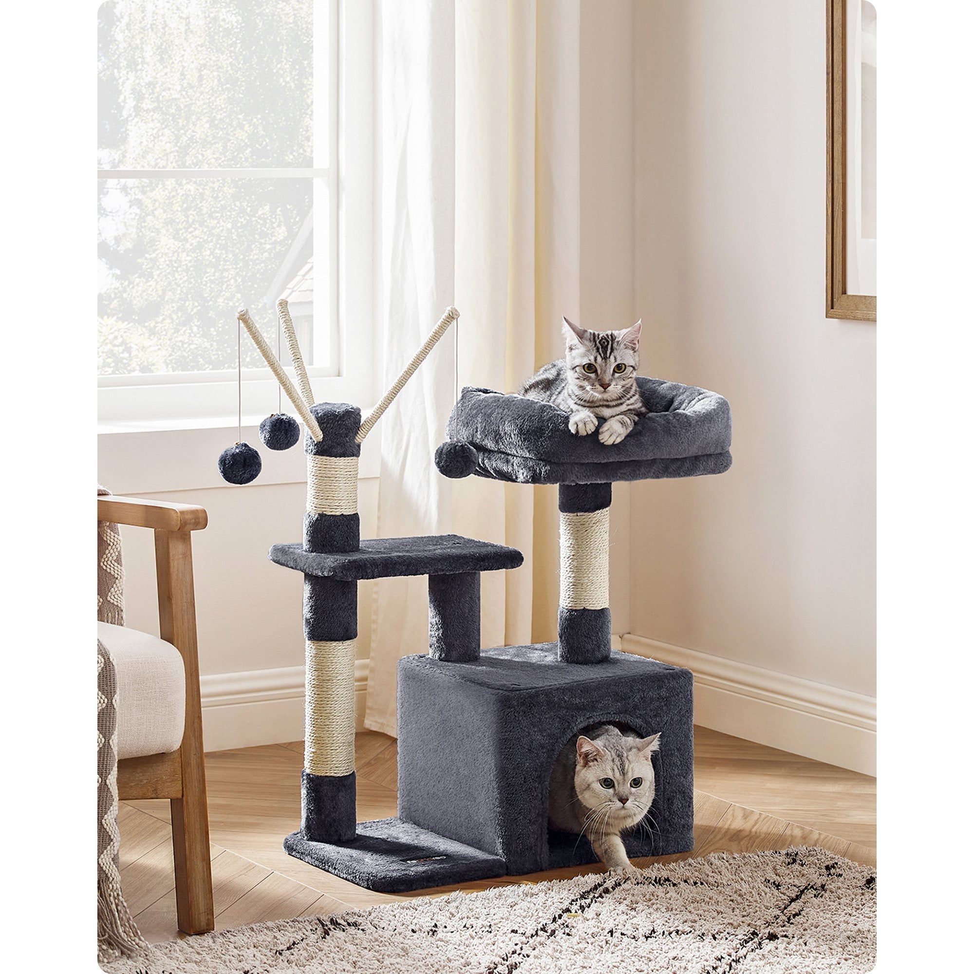 Cat Tree, Small Cat Tree, Scratching Post, with Cave and Platform