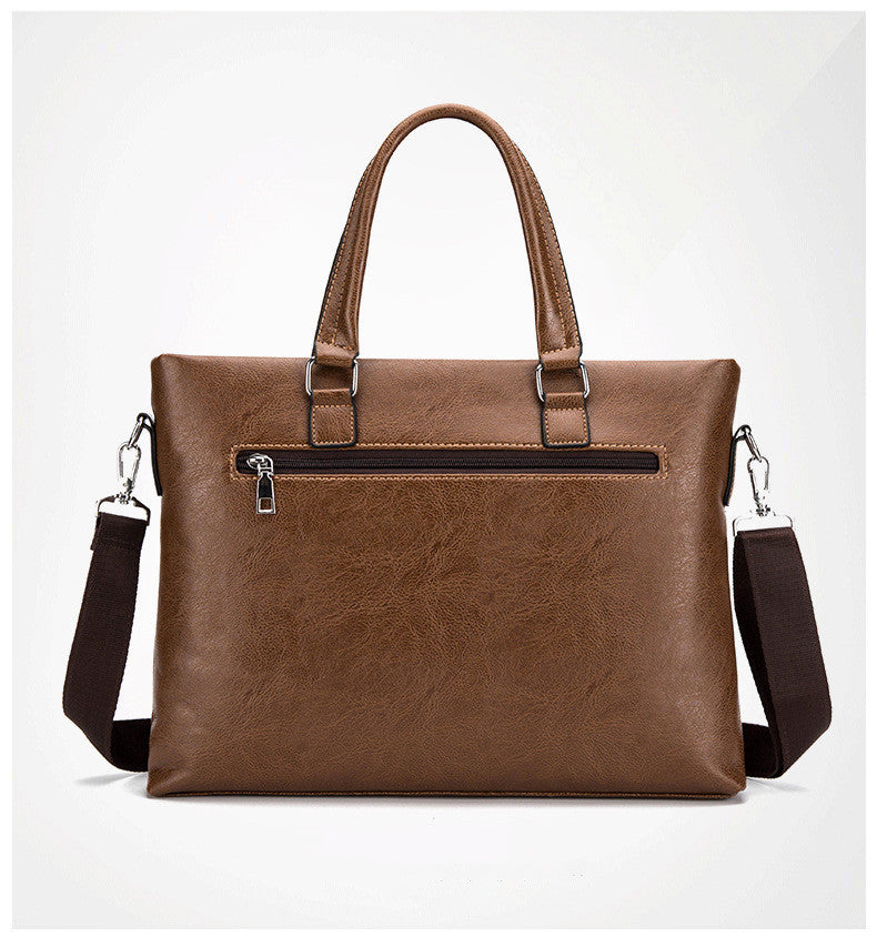 Men's Business Horizontal Leather Briefcase Handbag