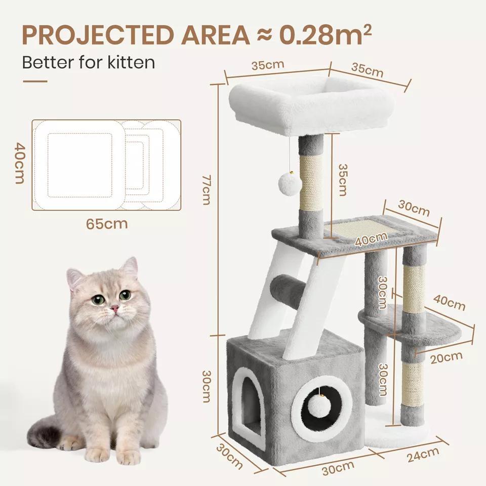 Dogat 107cm High - Quality Multilevel Cat Tree Tower with Scratching Posts - The Perfect Indoor Climbing House Condo for Your Feline Friend