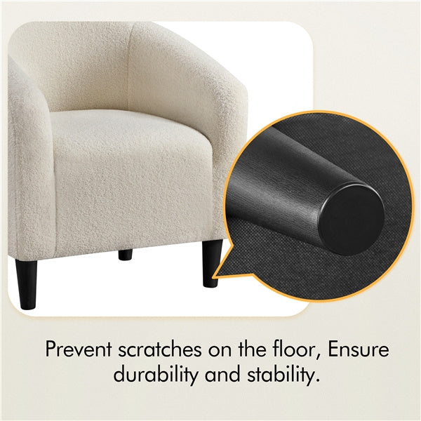 Costoffs Accent Chair, Boucle Arm Chair, Upholstered Arm Chair, Barrel Chair, Barrel Club Chair with Rounded Back/Robust Legs/Armrests for Living Room/Bedroom/Office/Home, Dark Gray/Ivory/Mustard Yellow/Black