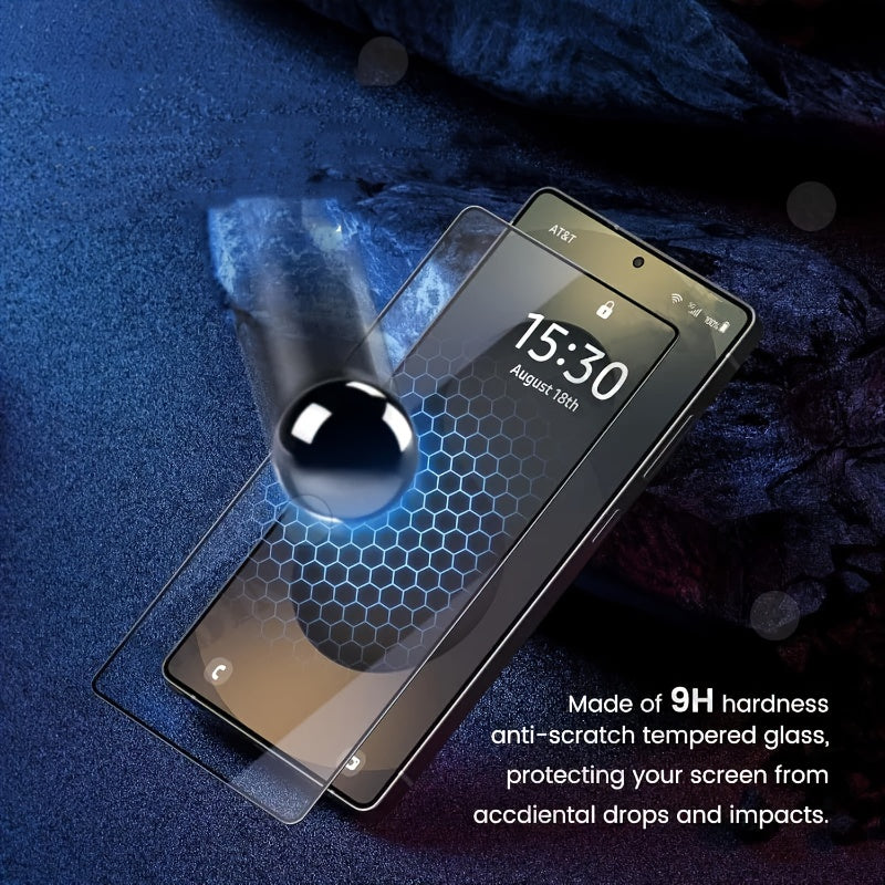 3-Pack Ultra HD Tempered Galss for Samsung Galaxy S25 Ultra/S24 Ultra/S25/S24/S23/S22/S21/Plus/S20 FE/S25 Edge/S23+/S22+/S21+, 9H+ Screen Protector Film, Fingerprint Unlocking, One-click Dust free Installation, -Scratch, Full