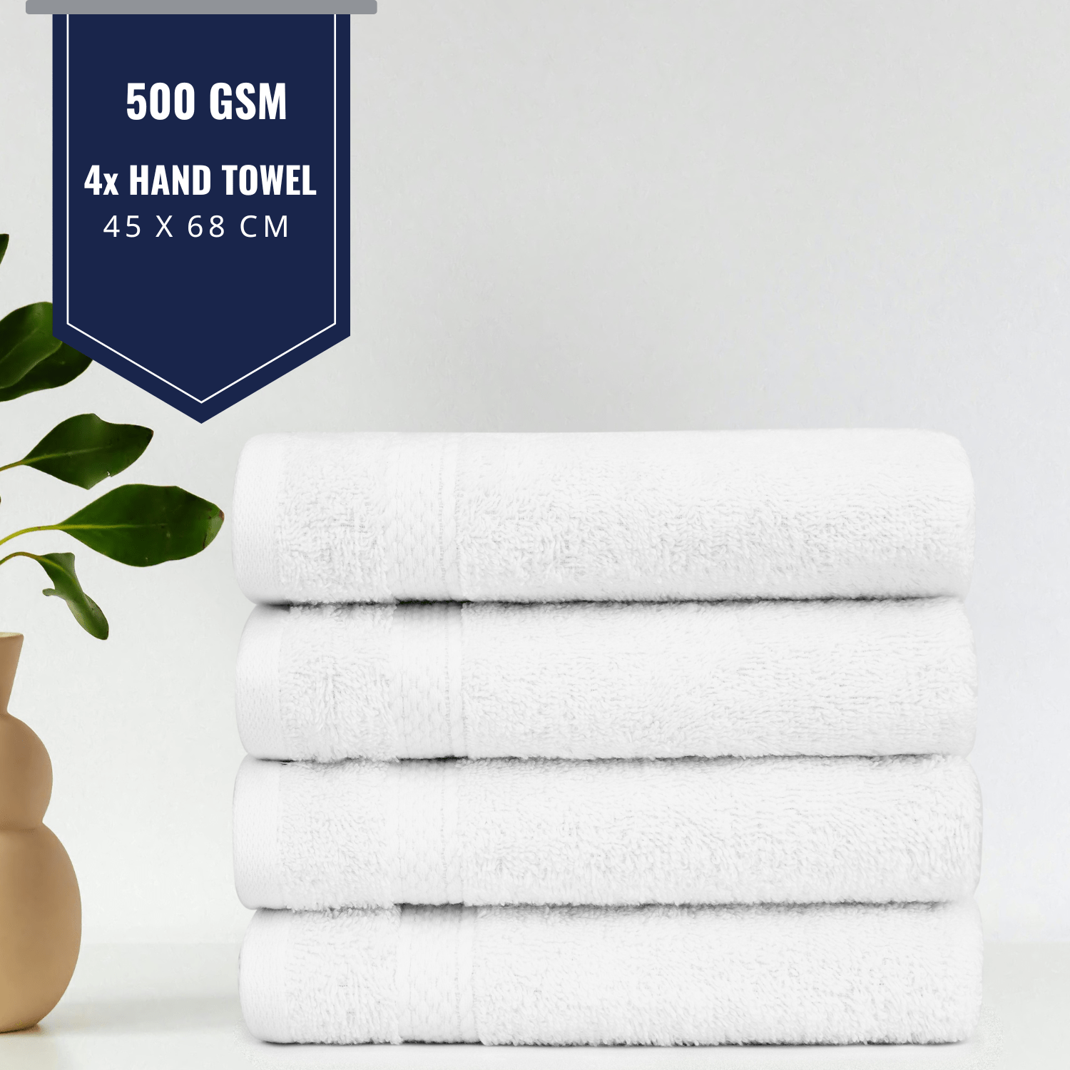 Luxury Hand Towels – Pack of 4 – 100% Cotton, 500 GSM, Ultra Absorbent & Durable – Soft Spa Towels for Bathroom, Hotel & Home (45 x 68 cm)