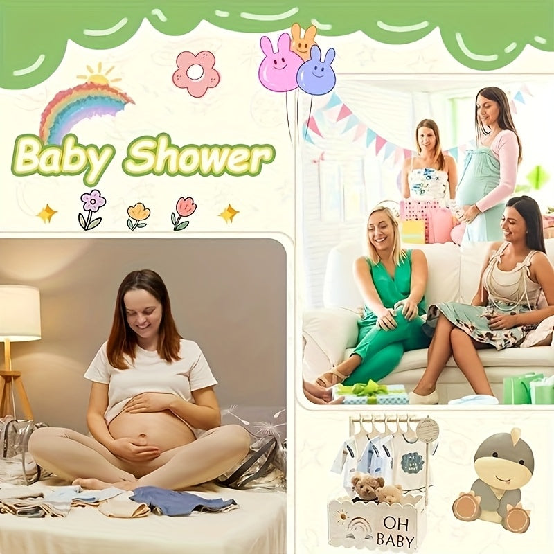 1-Pack Wood Baby Blessing Box - White Keepsake Chest with "Oh Baby" Sign, Sun & Rainbow Cutouts, Leafy Topper & Labeled Hanger Hole for Newborn Showers, Christening Decorations, Gender-Neutral Gift