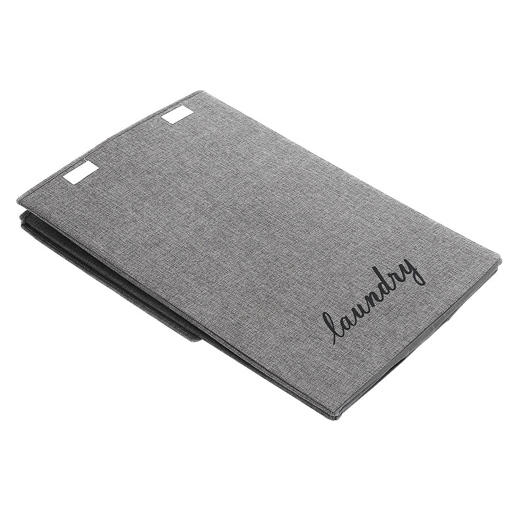 Large Lidded Storage Basket with Handles Fabric Hamper Organizer for Home Laundry Grey Contemporary Linen Design