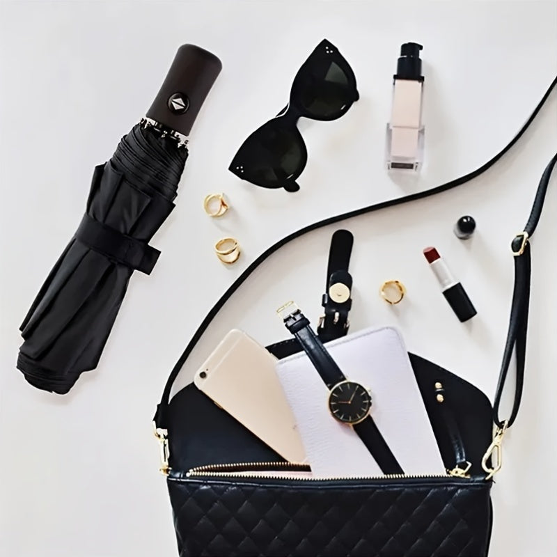 MEI QI LIN Automatic Windproof Folding Umbrella – 8-Rib Business Design, One-Hand Open, Durable Polyester & Iron Ribs, Stylish Travel & Office Umbrella with Sturdy Handle