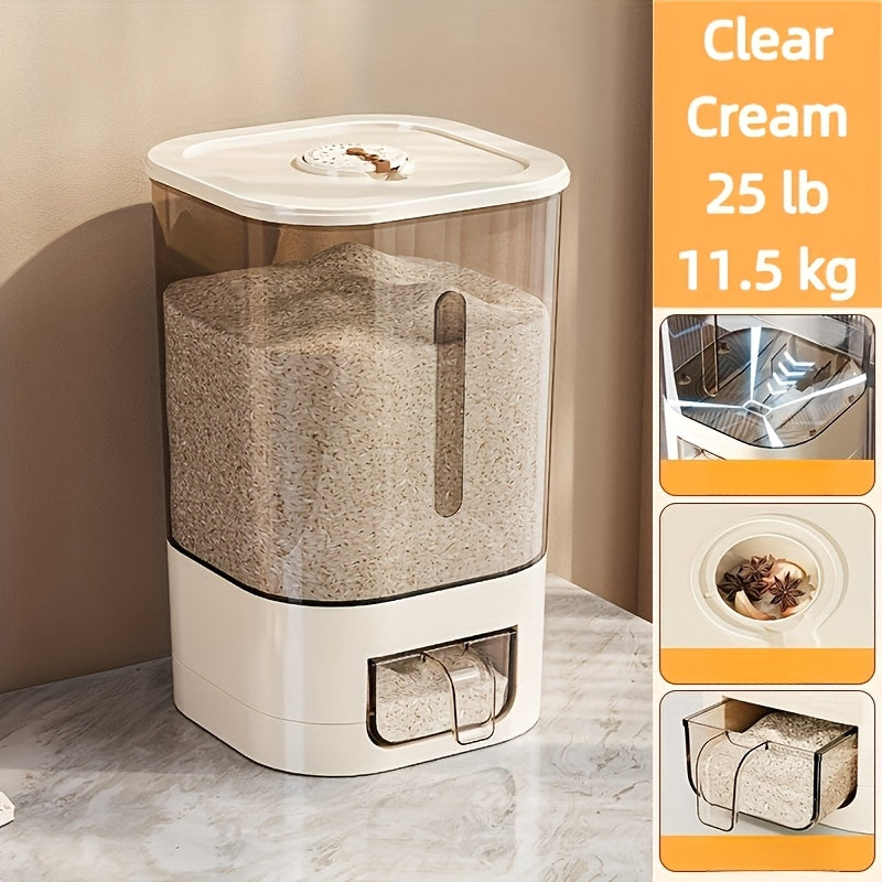 Automatic Rice Dispenser – Large Capacity Sealed & Moisture-Proof Grain Storage Container with Measuring Cup for Rice, Flour, Pet Food