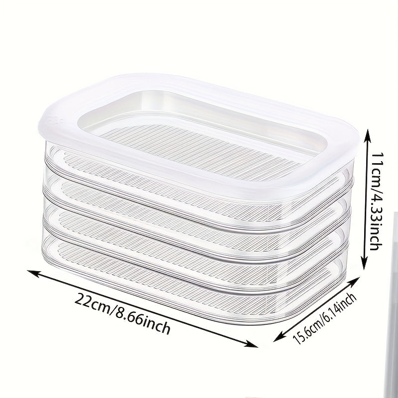 LDQ Plastic Refrigerator Organizer Box, Leak-Proof Stackable Design, Reusable for Freezer, Suitable for Cheese, Beef Rolls, Shrimp, etc., Practical and Aesthetic, Flip Top Closure, M