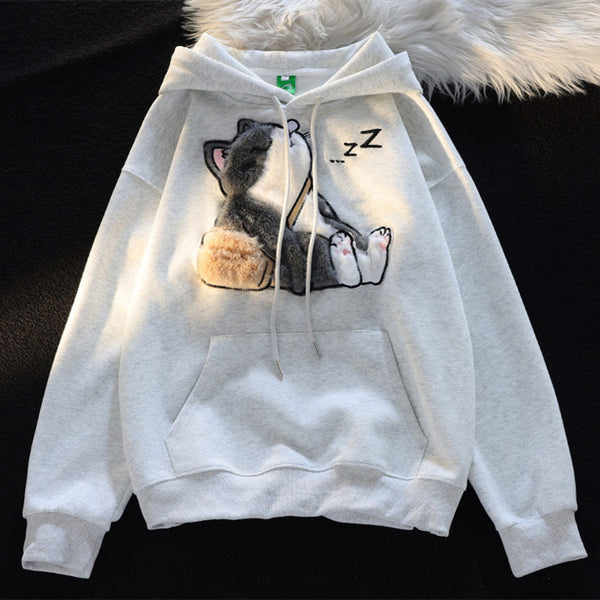 Ragdoll Flocking Hooded Sweater Couple Jacket