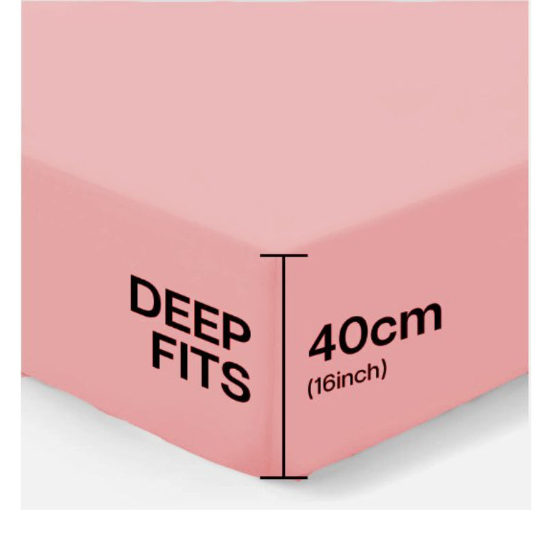 4B 40CM Extra Deep Fitted Sheets with All Around Elastic, Secure Fit for Thick & Pillow Top Mattresses, Wrinkle Resistant Bedding for Everyday Use, Easy Wash & Quick Dry, Smooth Finish for Modern Bedrooms, Durable Long Lastin