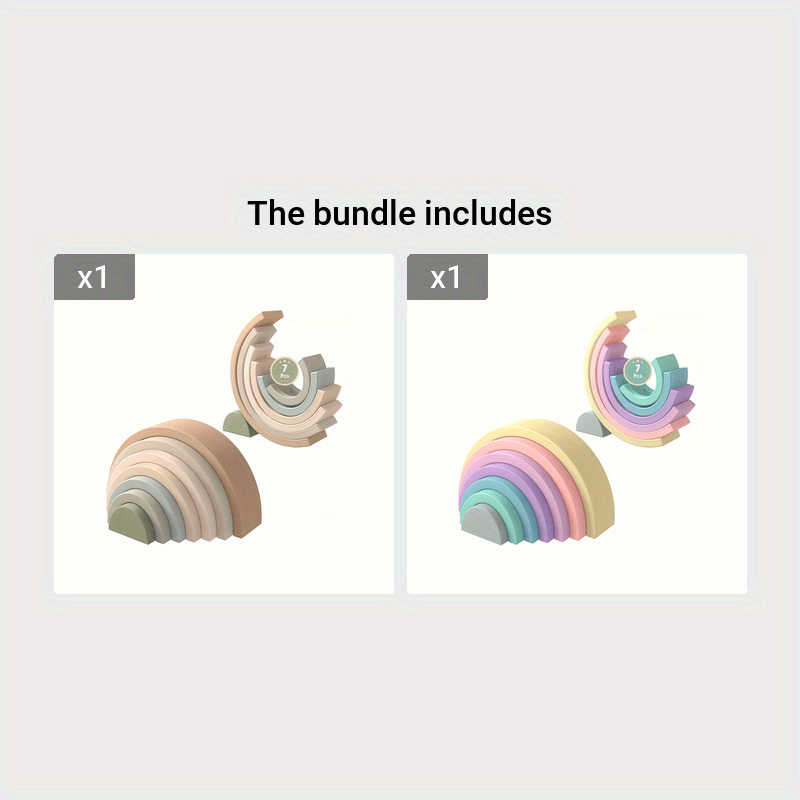 Rainbow Stacker Shape Puzzle , 7-Pack Rainbow Nesting Puzzle , Educational Sensory Toy , Kids And Toddler Stacking Toy , Building Blocks Baby , Nontoxic Material , Early Learners