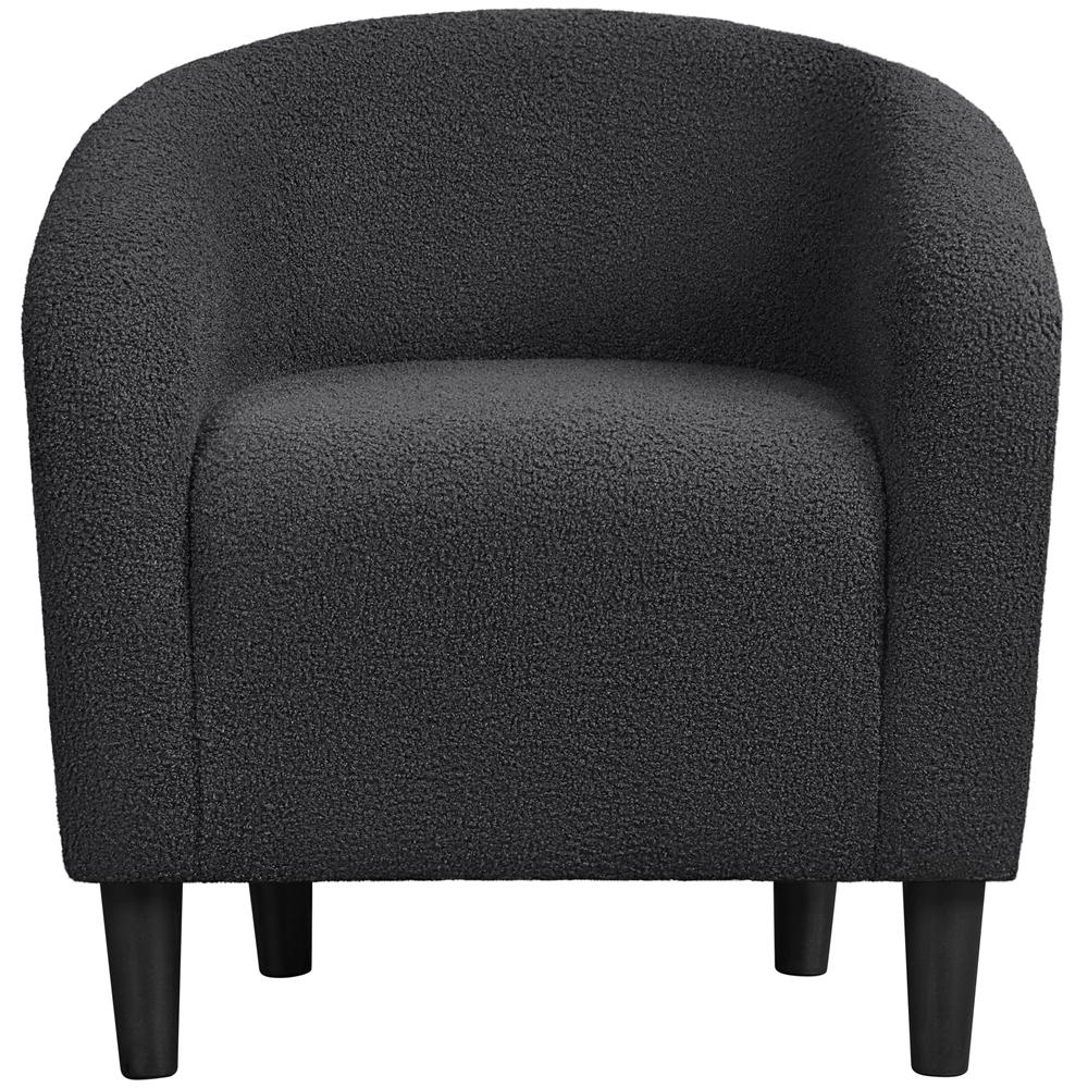 Costoffs Accent Chair, Boucle Arm Chair, Upholstered Arm Chair, Barrel Chair, Barrel Club Chair with Rounded Back/Robust Legs/Armrests for Living Room/Bedroom/Office/Home, Dark Gray/Ivory/Mustard Yellow/Black