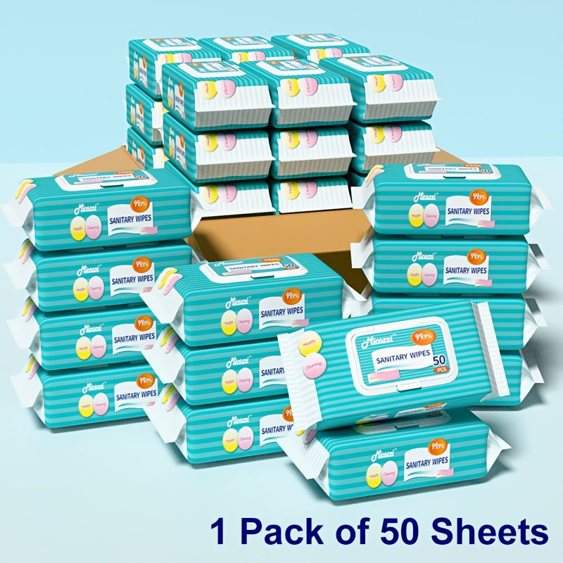 50pcs Per Pack, Non-Woven Material, Essential for Outdoor Travel, Daily Use, Family-Sized Disposable Cleaning Wipes