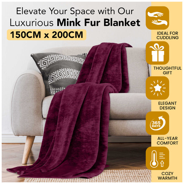 GC GAVENO CAVAILIA Plush Faux Fur Throw Bed Blanket Double (150x200cm) & King (200x240cm) | Super Soft, Lightweight and Cozy Blanket for Sofa & Bed | Elegant Decorative All-Season Throw | LOCAL WAREHOUSE | UK BRAND
