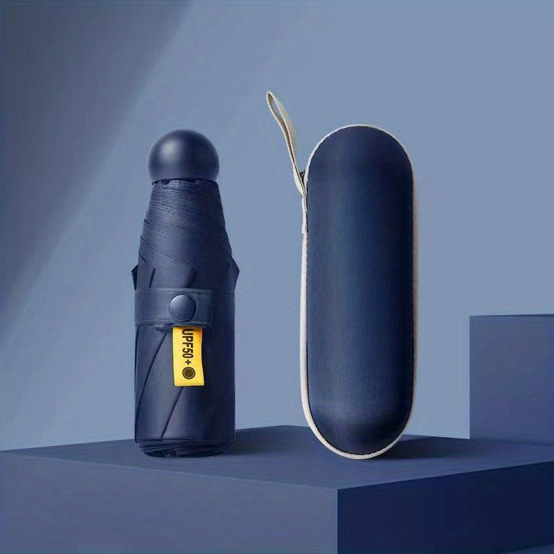 Thickened 5-Fold Mini Umbrella – Windproof, Ultra-Light, Compact Capsule Design, 6-Rib Manual Open with Rubber Handle, Stylish Portable Umbrella for Men, Women & Kids