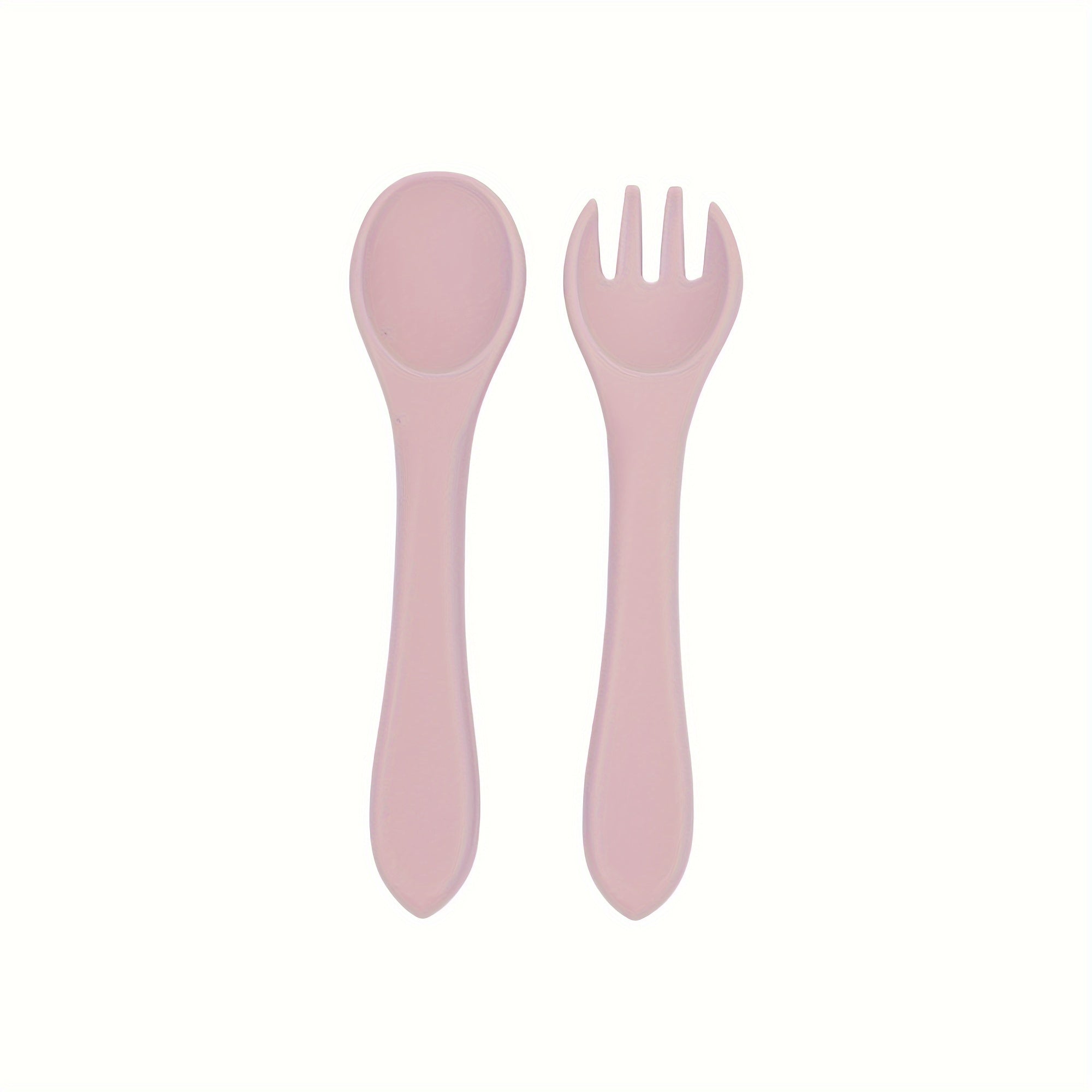 TYRY.HU Customizable Baby Fork and Scoop Sets, 100% Silicone, BPA FREE, Toddler Baby Led Weaning Silverware Cutlery Flatware, Kids First Self Feeding, with Blue, Beige, Space Gray, Deep Pink, Green and Pink Options, for Newbo