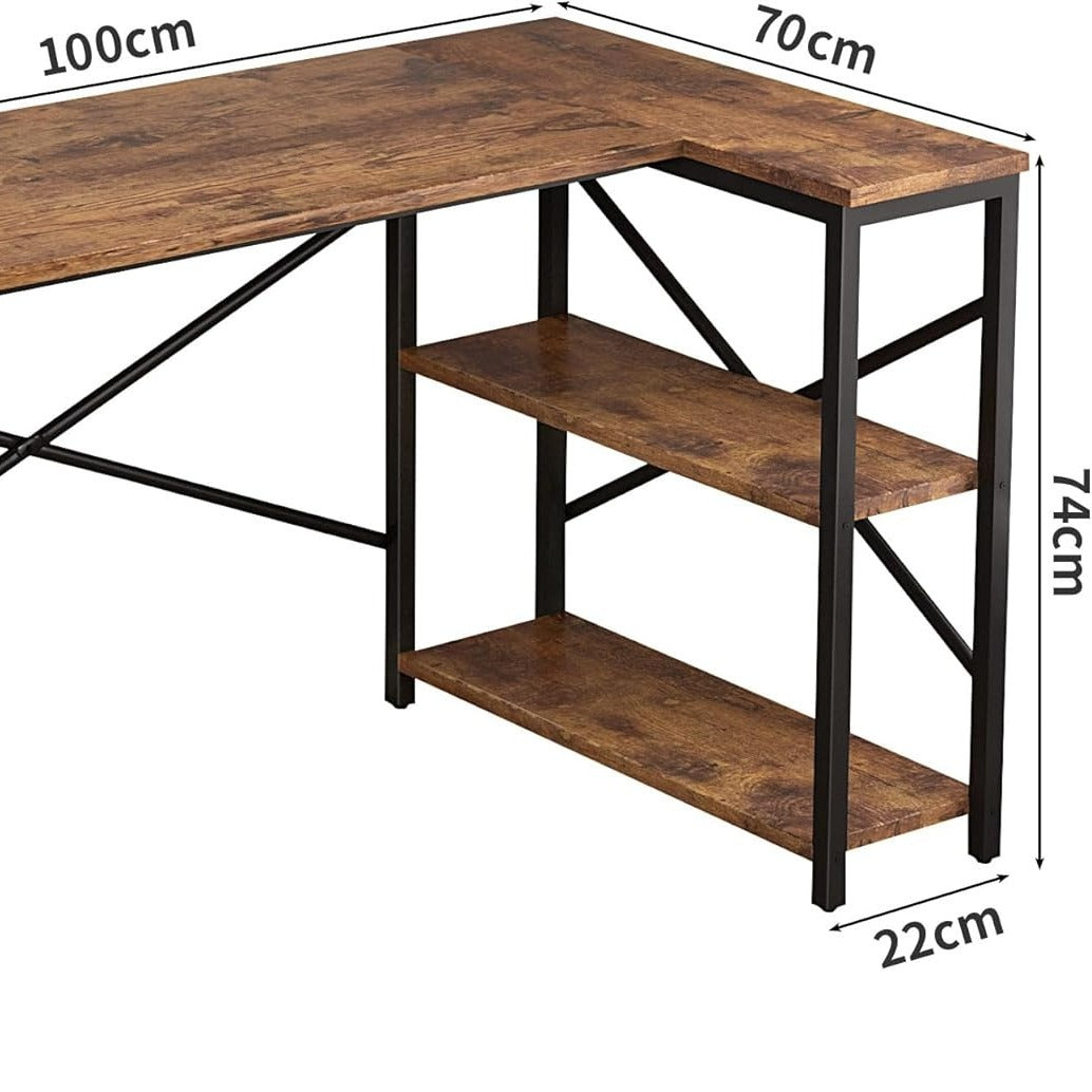 MCC Direct L-Shaped Corner Desk – Reversible Computer, Gaming & Office Desk with Bookshelf, Spacious Study Table for Home Office or Studio Workstation