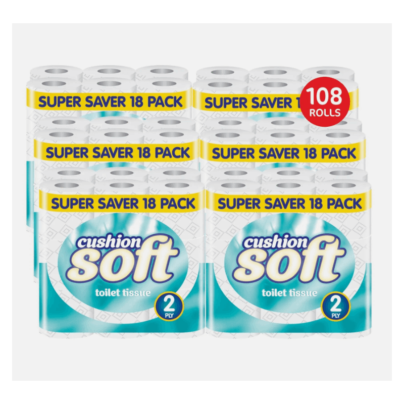 Toilet Tissue 108 Rolls Cushion Soft Quilted. Embossed 2-Ply Toilet Paper. Strong, Unscented, Responsibly Sourced. Bulk Pack