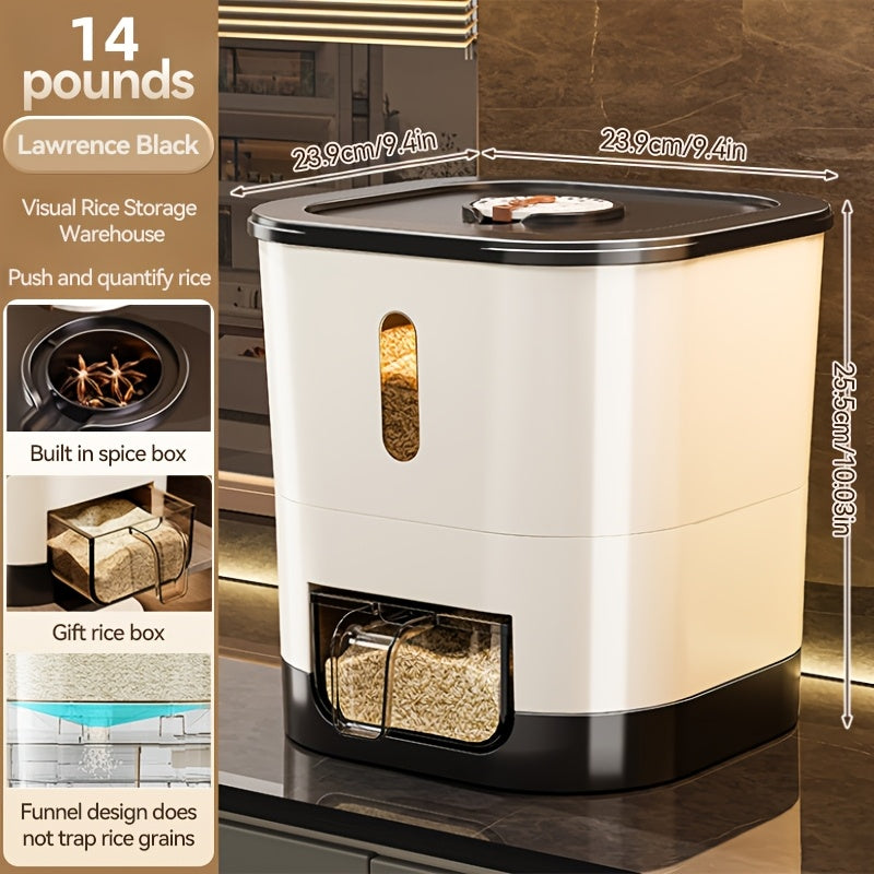 Automatic Rice Dispenser – Large Capacity Sealed & Moisture-Proof Grain Storage Container with Measuring Cup for Rice, Flour, Pet Food