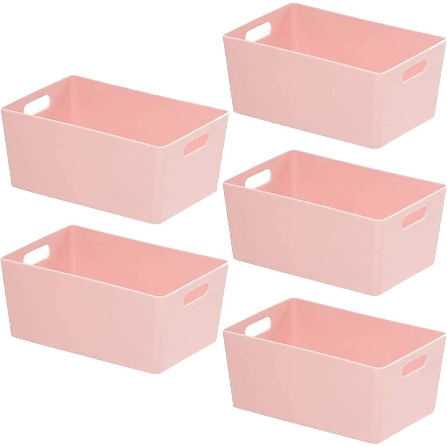 Niftii 5-Pack Plastic Storage Baskets with Sturdy Handles, Lightweight & Durable Design, Ideal for Kitchen, Bathroom, and Cleaning Organisation, 3.9L Capacity, 17 x 25 x 11cm