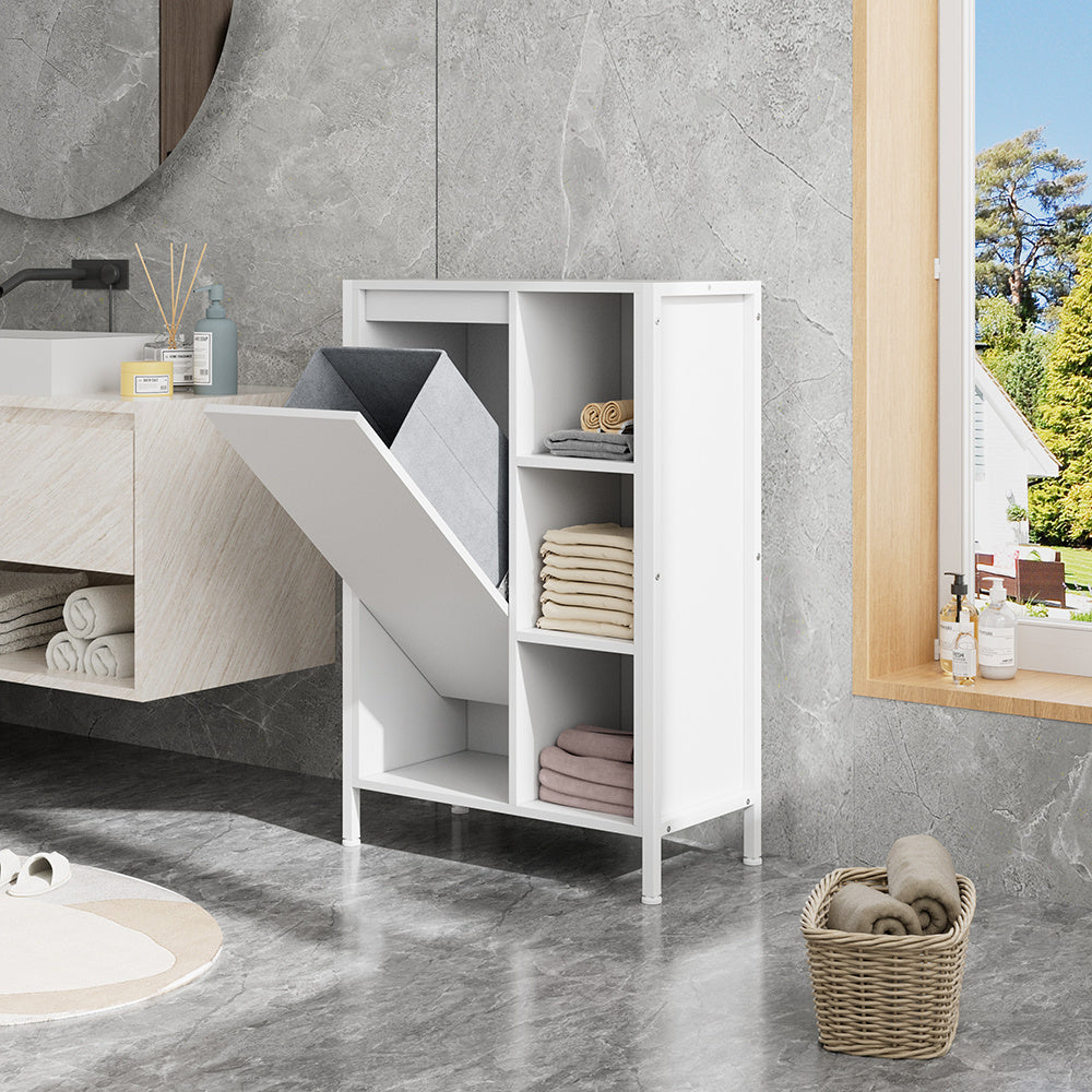 1-Pack L60*W30*H90CM Bathroom Storage Cabinet, Shoe Storage Cabinet Home Hallway Furniture 1 Doors / Adjustable 4 Shelves Cupboard Footwear Rack Stand Organiser White