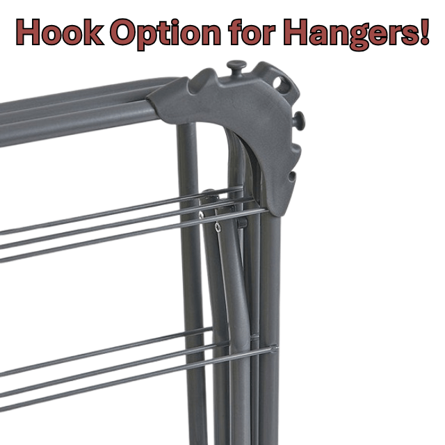 3 Tier Foldable Airer Clothes Drying Laundry Rack with Corner Hanger Slots Portable Indoor & Outdoor Airer, 15m Wash Line Rails Non Slip Feet,5.5cm Folded Space Saving Design, Grey