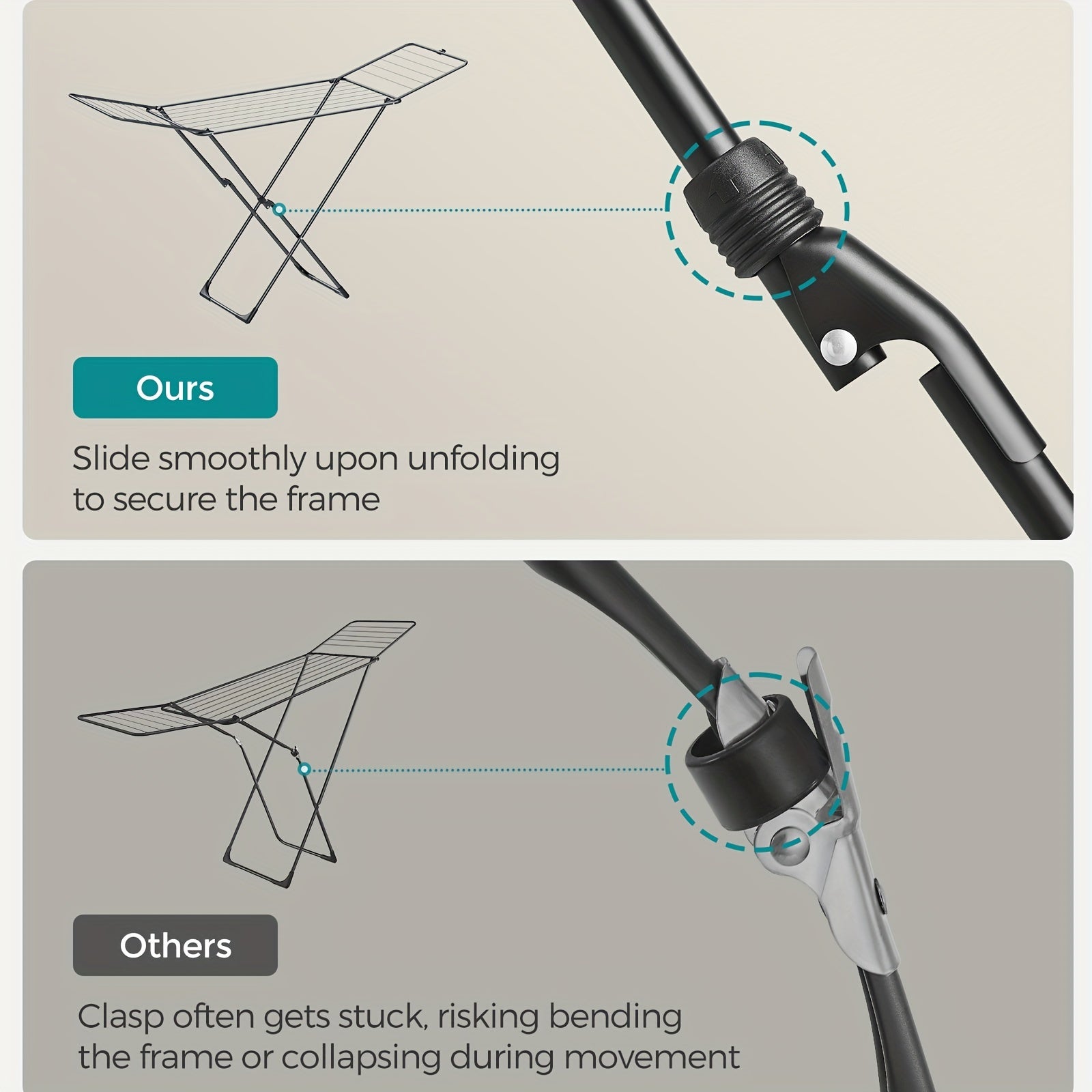 Clothes Airer, Foldable Clothes Drying Rack, Clothes Horse With Gullwings, Free-Standing Laundry Rack, Indoor Outdoor Use, Bed Linen Clothing