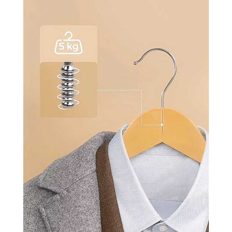 40-Pack Wooden Coat Hangers, Strong Hangers, Heavy Duty Hardwood Hangers, 360° Swivel Hook, Shoulder Notches for Camisoles, Trouser Bar, for Coats, Jackets, Suits, Trousers