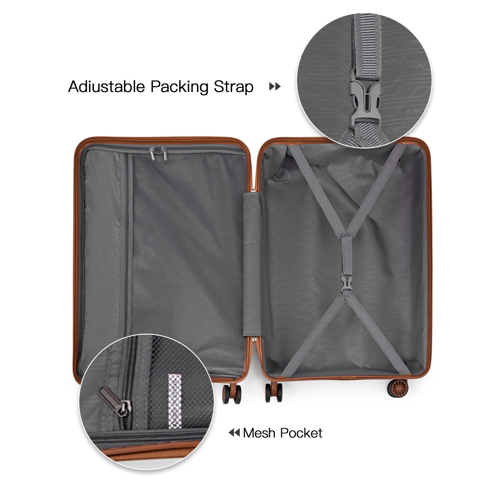 1Pcs of 20inch luggage Lightweight Polypropylene Hard Shell Suitcase with TSA Lock Spinner Wheels Travel Trolley Case and Beauty Case 14/20/24/28 Cream White Luggage Sets of 4 Piece, Luggage For Travel