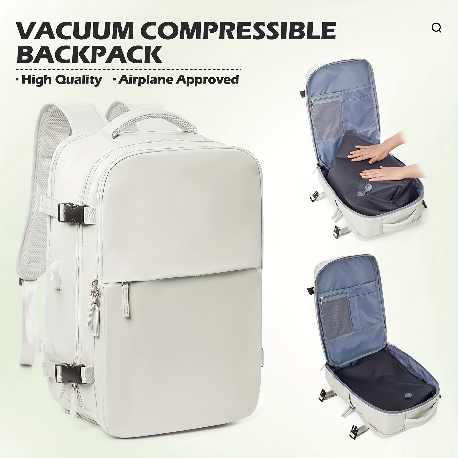 Lightweight Large Capacity Travel Vacuum Backpack - Durable Nylon Business & Vacation Bag with Multiple Compartments, Adjustable Shoulder Straps, and Secure Zippers for Men and Women, Business Travel Bag, Spacious Compartment
