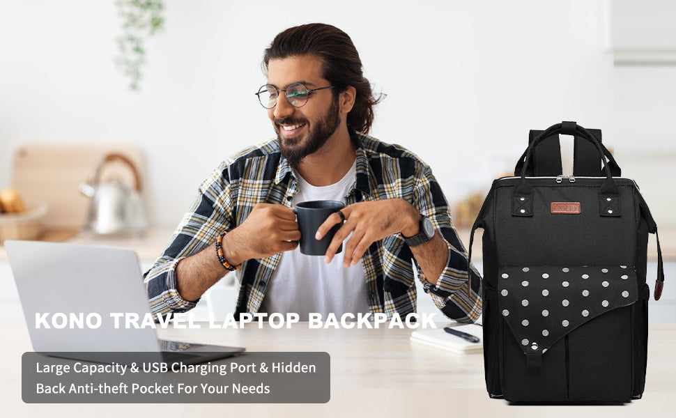 Baby Changing Backpack - Waterproof Diaper Bag with USB Port & Stroller Straps, 15.6" Laptop Compartment for Parents