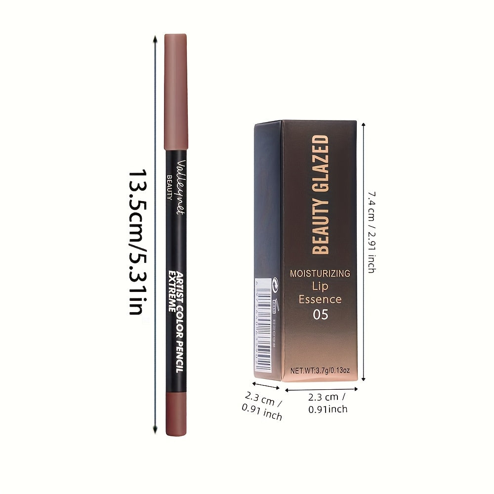 2pack/Set Lip Gloss & Lip Liner Set,Nourishing Lip Gloss Hydration Non-Sticky Lip Kit for Women, Natural Nude Tinted Lip Glow Oil Moisturizing Lightweight Long Wear Shiny Liquid Lipstick with Lip Liner Combo