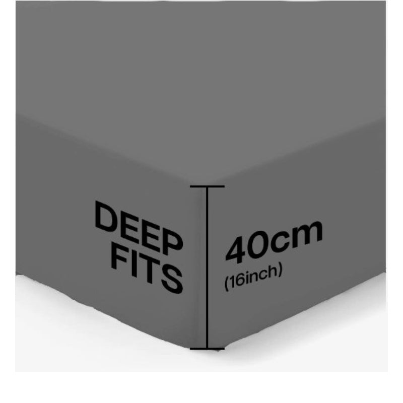 4B 40CM Extra Deep Fitted Sheets with All Around Elastic, Secure Fit for Thick & Pillow Top Mattresses, Wrinkle Resistant Bedding for Everyday Use, Easy Wash & Quick Dry, Smooth Finish for Modern Bedrooms, Durable Long Lastin