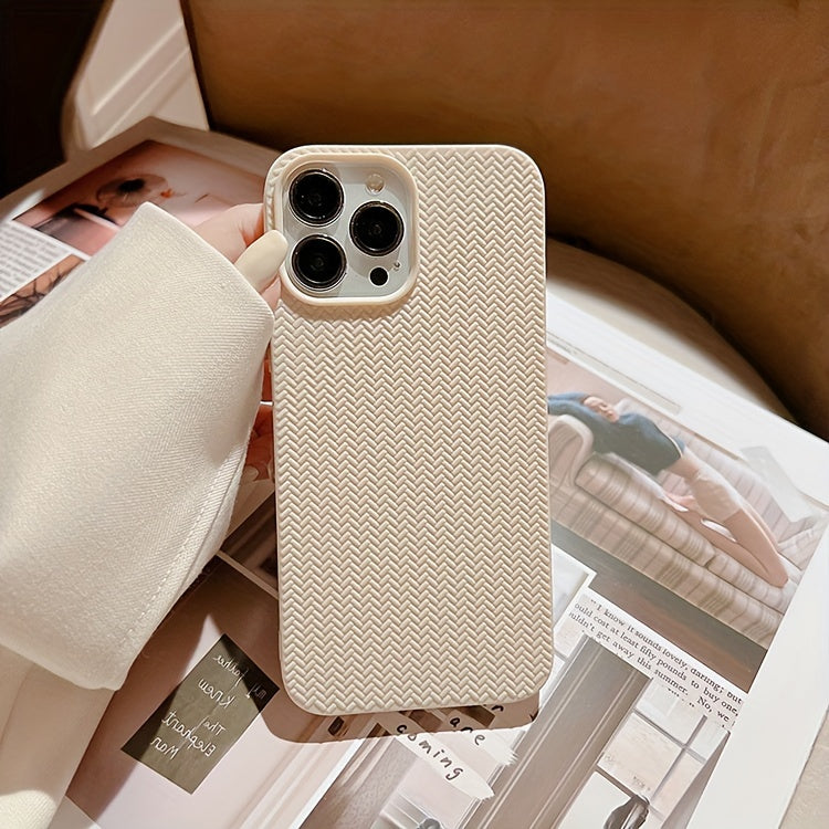 Apple iPhone Case - Luxurious Woven Design Protective Shell Accessory for 11, 12, 13, 14, 15, 16 Pro Max, 15 Plus, and 16 Plus