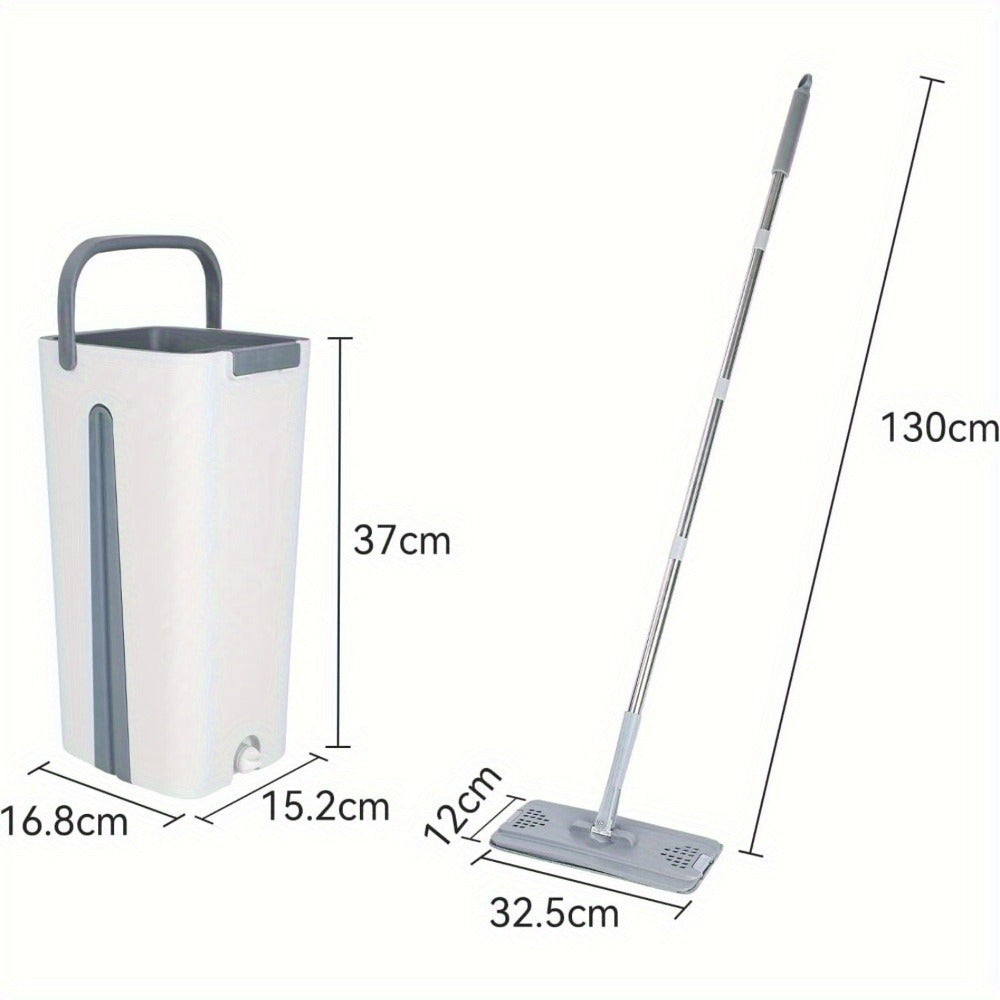 Mop Bucket Cleaning Kit, Including Mop and Bucket and Change the Mop Pad, Hand Wash Free Mop, Wet and Dry Mop, Multifunctional Bucket, Suitable for Tile, Marble, Wooden Floors, Cement Floor Cleaning, Reusable Mop Pads, Cleani