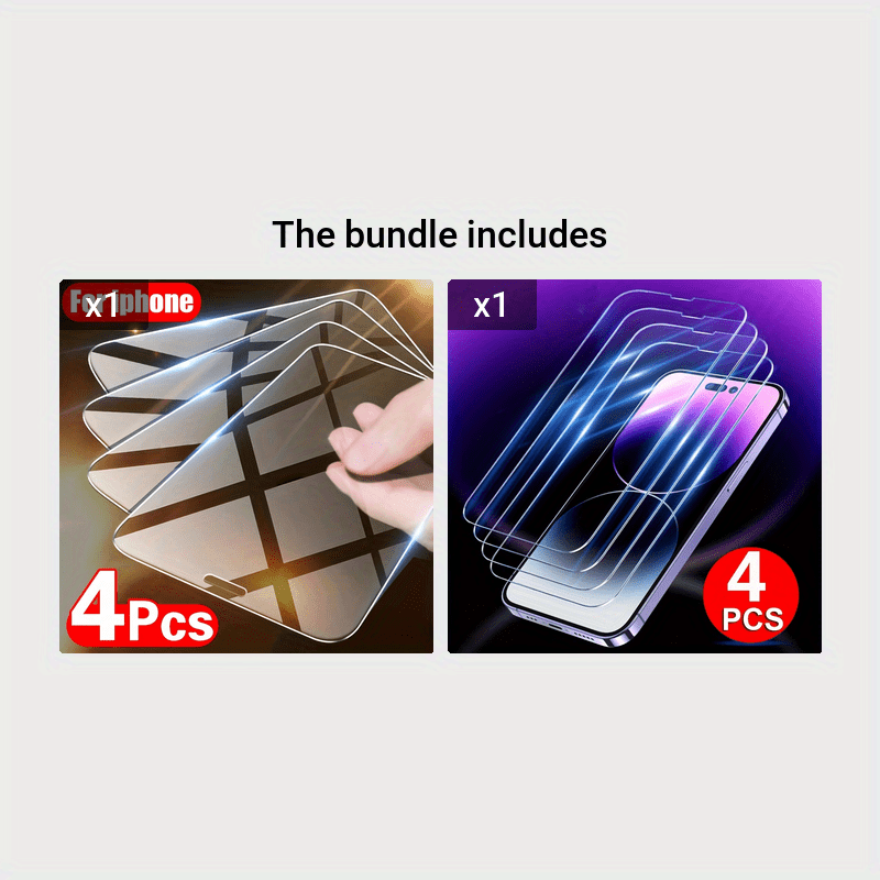 4-Pack HD Tempered Glass Screen Protection for iPhone 11 12 13 14 15 16 17 Pro 13 14 15 16 17 Pro Max 17 Air 16e 14 15 16 Plus Protective Glass Film