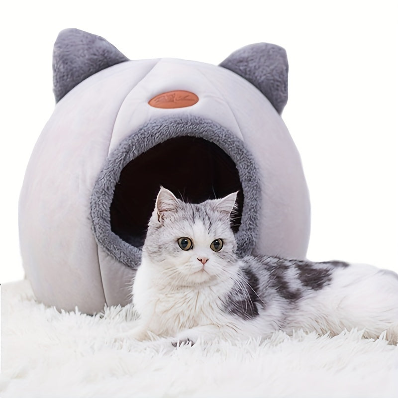 Cozy Cat Haven - Soft, Non-Slip, Comfortable Pet House with Gray Cat Nest Design - Ideal for Indoor Cats, Perfect for Sleeping and Relaxation