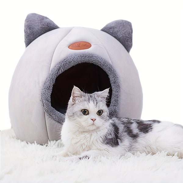 Cozy Cat Haven - Soft, Non-Slip, Comfortable Pet House with Gray Cat Nest Design - Ideal for Indoor Cats, Perfect for Sleeping and Relaxation