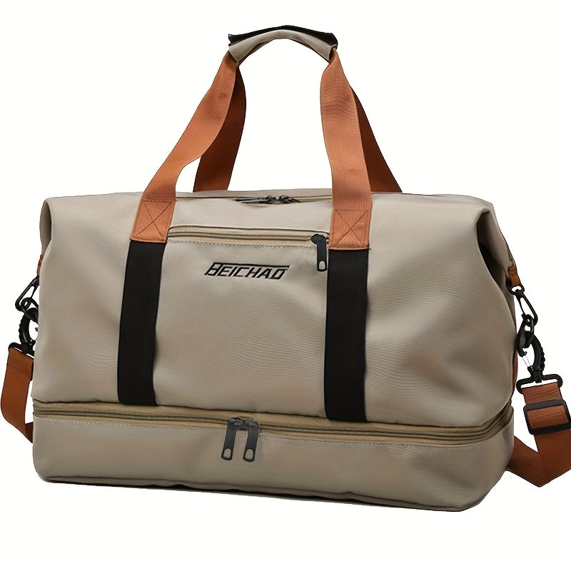 Large Tote Bag, Unisex Square Bag, Shoulder and Crossbody Bag for Men and Women, Short Business Trip Handheld Luggage Storage Bag, Men's Sports Gym Bag, Lightweight and Portable Handheld Bag, Messenger Bag [Zipper Direction R