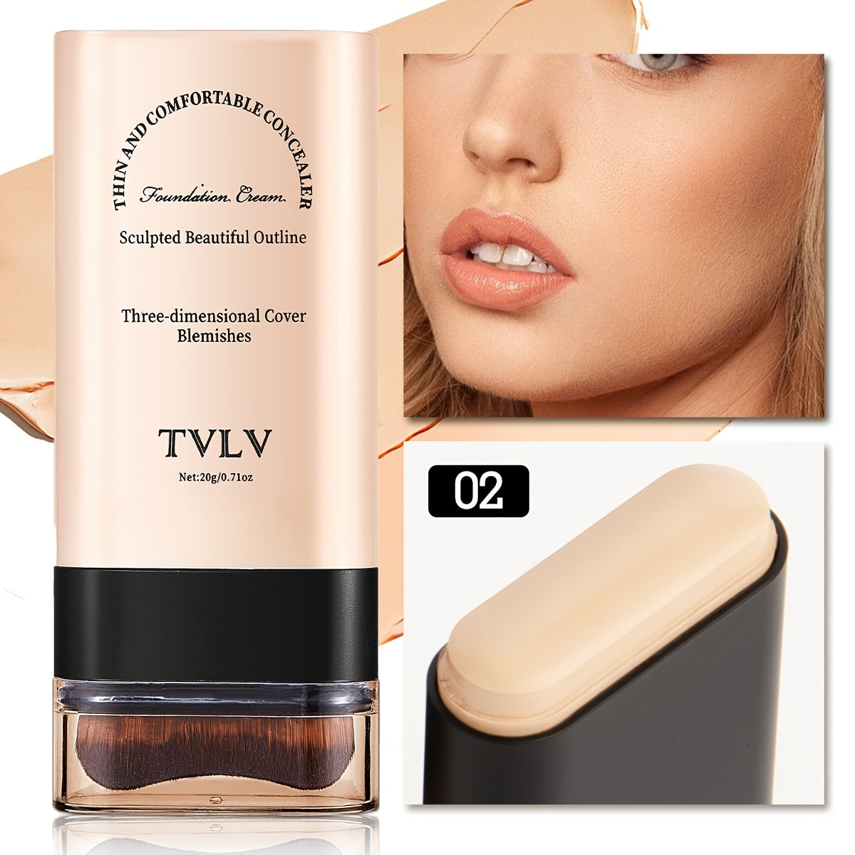 2-in-1 Concealer and Foundation Stick, Covers Dark Circles, Waterproof and Sweat-Resistant, Creates Flawless-Looking Makeup