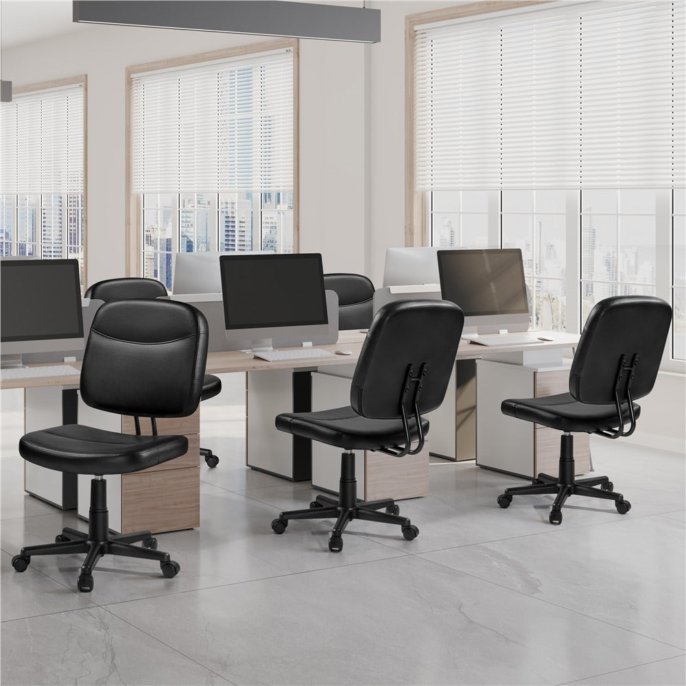 Costoffs Armless Office Chair Swivel Task Chair Mid Back Desk Chair Rolling Computer Chair without Arms for Office Study Meeting Room