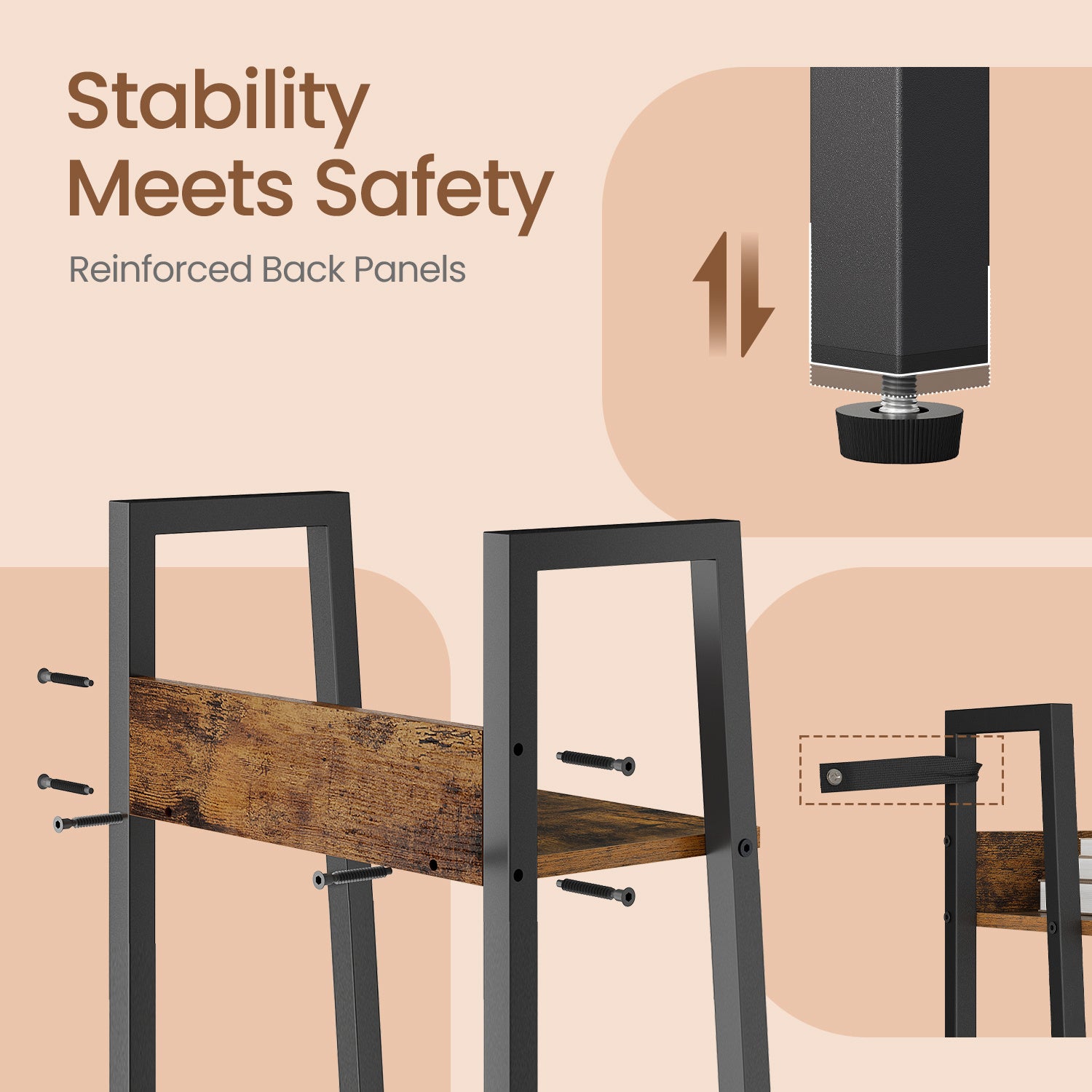 Bookshelf, 5-Tier Narrow Book Shelf, Ladder Shelf for Home Office, Living Room, Bedroom, Kitchen, Versatile Storage Solution, Stable And Safe Design, Sturdy Steel And Particleboard Construction