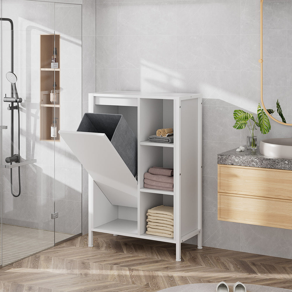 1-Pack L60*W30*H90CM Bathroom Storage Cabinet, Shoe Storage Cabinet Home Hallway Furniture 1 Doors / Adjustable 4 Shelves Cupboard Footwear Rack Stand Organiser White