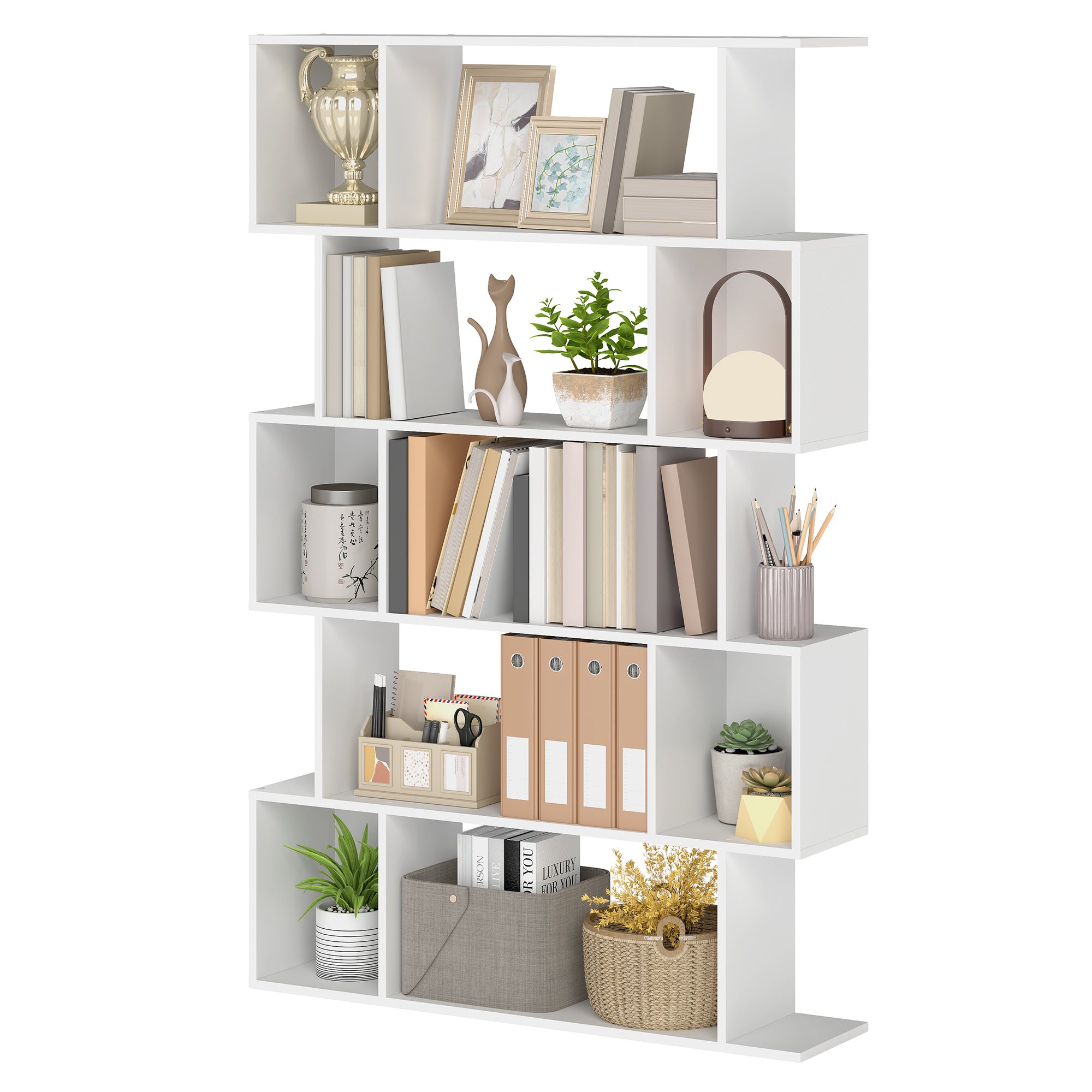Bookshelf, 5-Tier Bookcase, 24 x 90 x 159 cm, Storage Shelf with Open Compartments, for Living room, Bedroom, Office