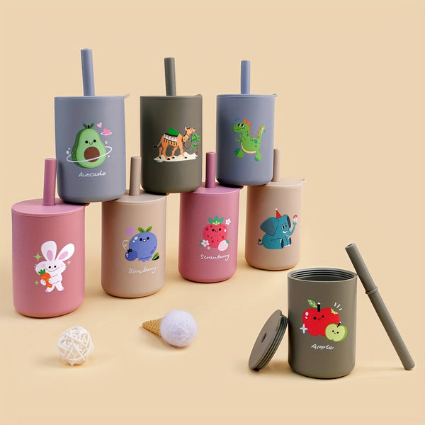 Customizable 6oz Kids Silicone Training Cup with Straw & Lid – Durable Food-Safe Mini Water Cup for Toddlers, Beginners, Gifts