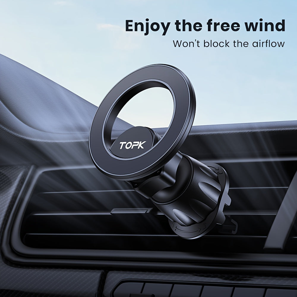 Magnetic Car Mount with 20 Strong Magnets - 360° Rotating Phone Holder for iPhone 15/14/13/12 Pro Max, Adjustable Air Vent Mount, Durable ABS Material, Secure Grip for Hands-Free Driving, Car Phone Holder, Vehicle Accessory,